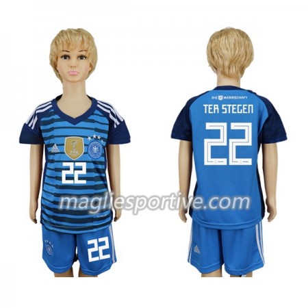 Completo Calcio Germania Ter Stegen 22 Portiere Bambino Divisa Prima Mondiali 2018